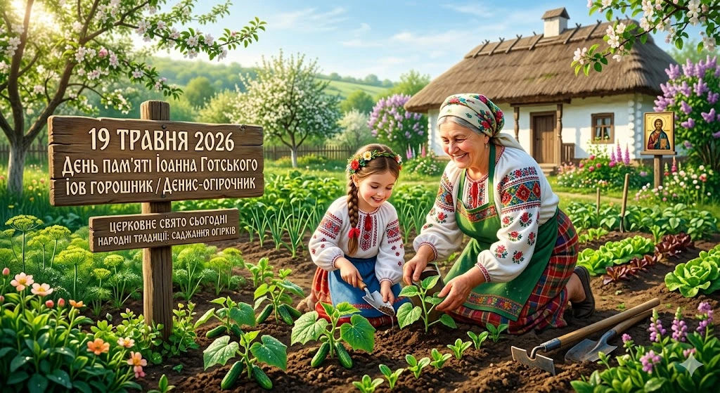 Бабуся з онукою садять