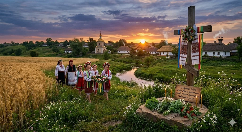 Хрест, дівчата, пейзаж, захід
