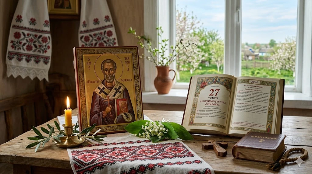 Икона, календарь и свеча