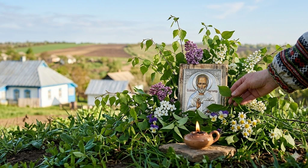 Православная икона на природе