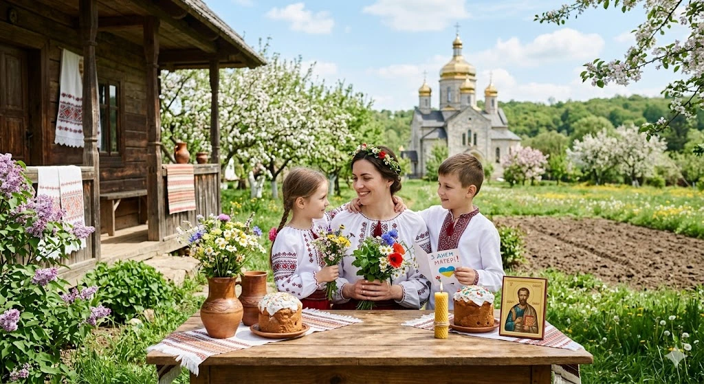Сім'я святкує День матері