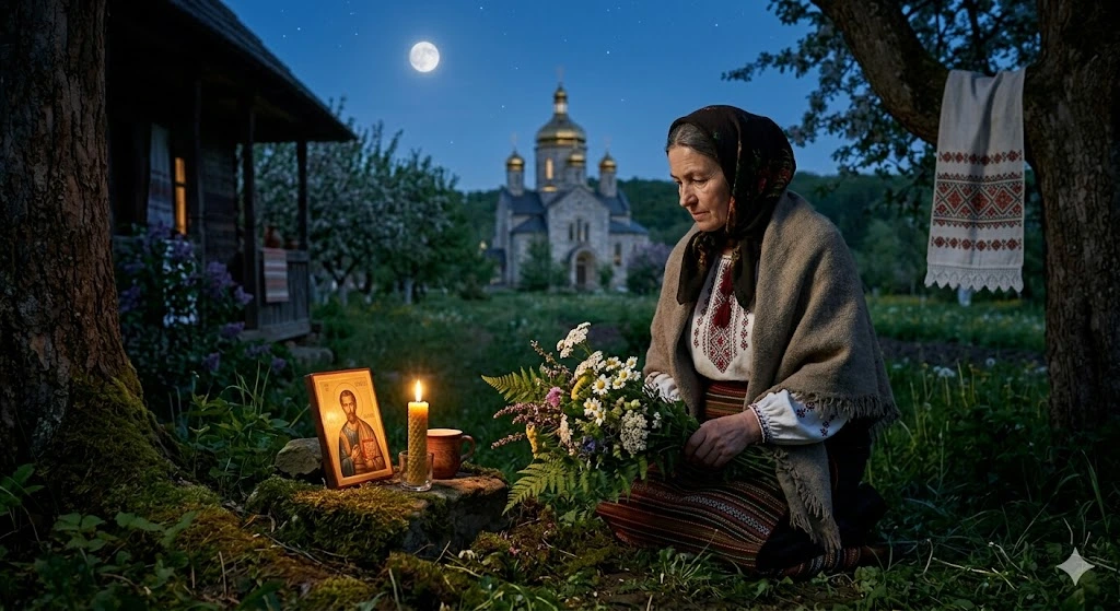 Жінка з травами молиться