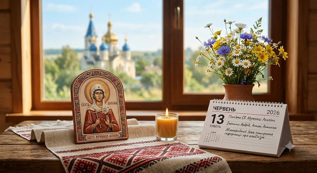 Икона, календарь и свеча
