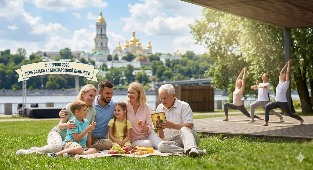 Семья на пикнике, йога