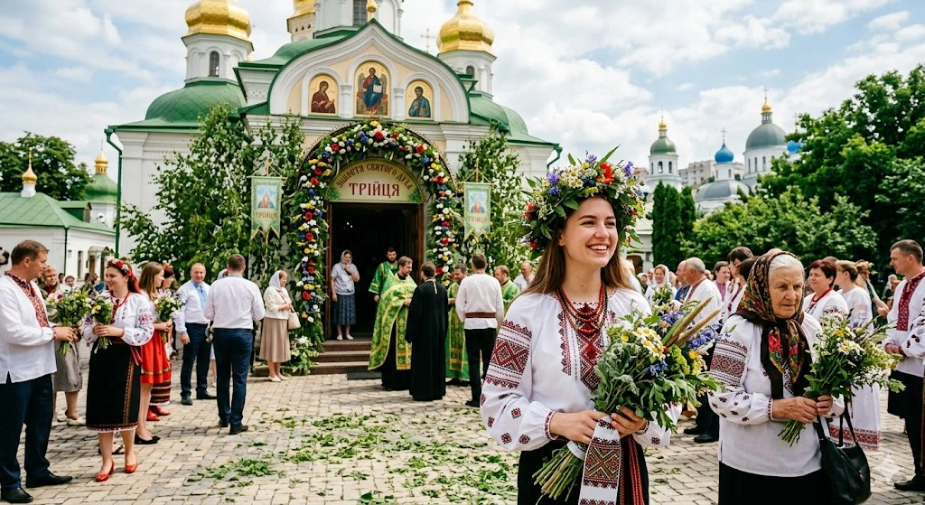 Трійця, вишиванка, церква, вінок