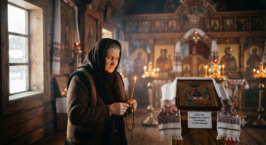 Бабушка со свечой в церкви