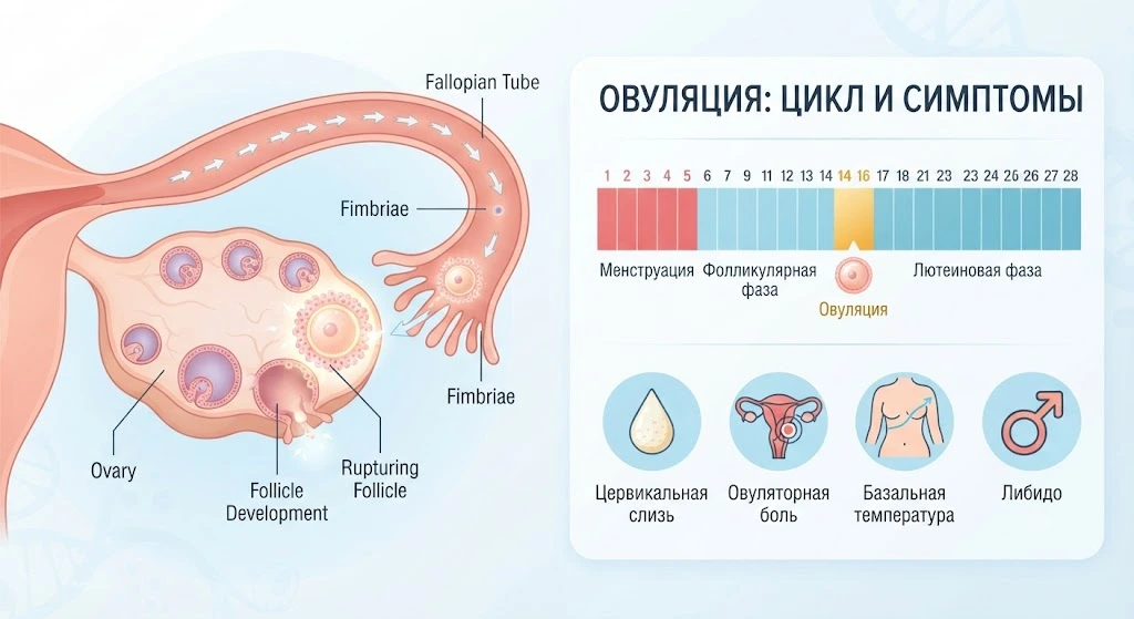 Инфографика женского цикла и симптомов