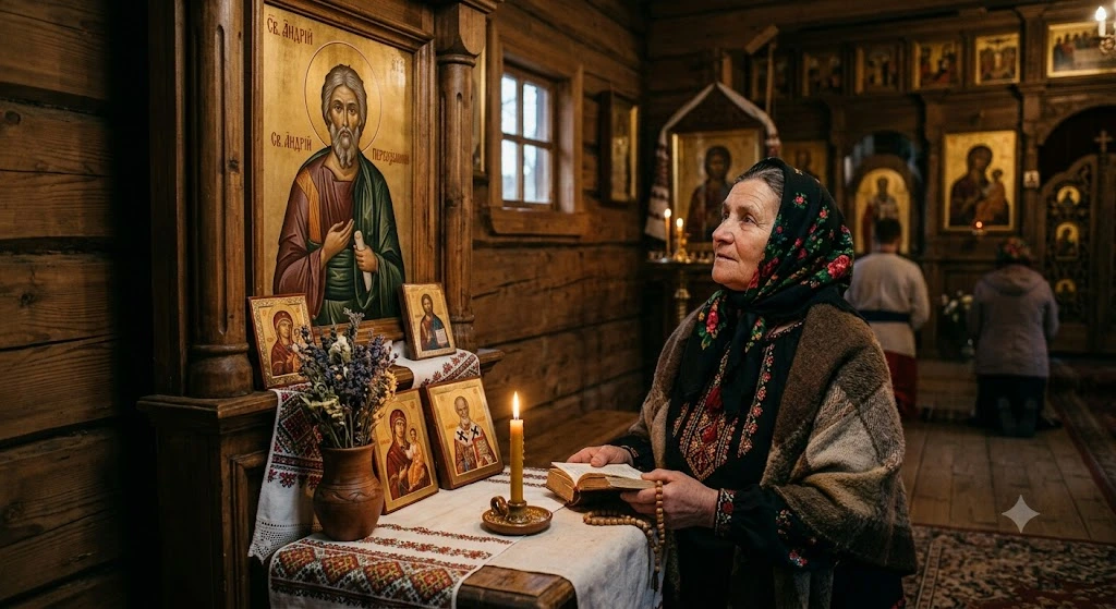 Пожилая женщина в церкви