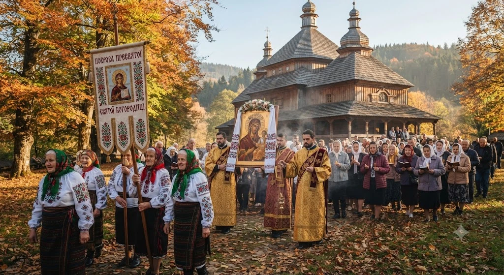 Праздничный крестный ход осенью