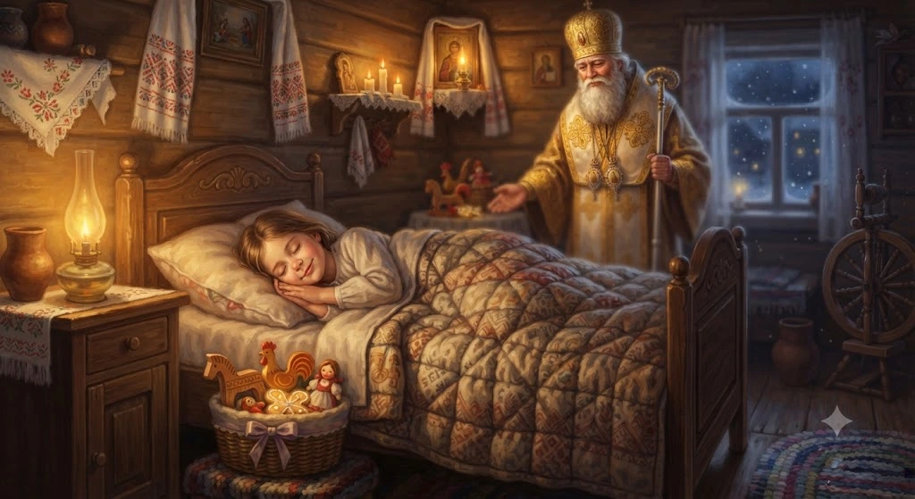 Святой Николай у спящей девочки