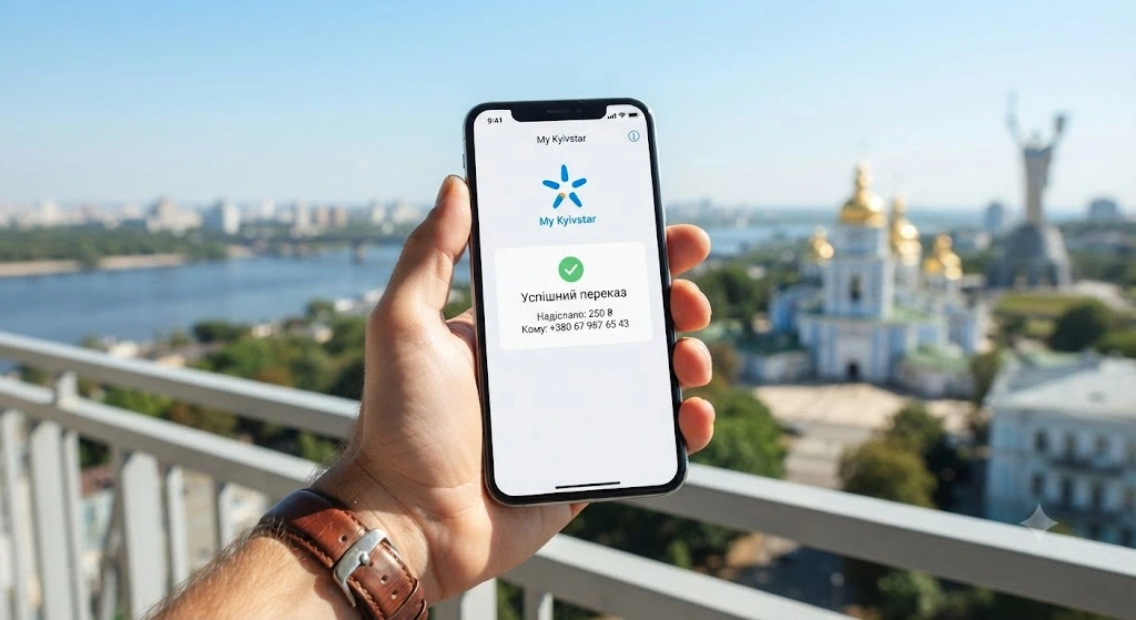 Успешный перевод в приложении Kyivstar