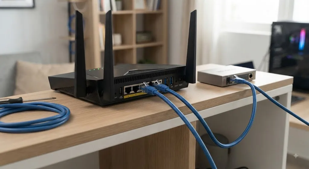 Подключение роутера кабелем Ethernet