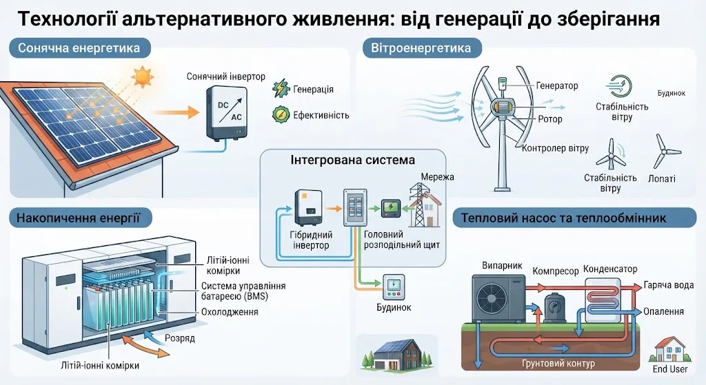 Схема альтернативной энергосистемы дома