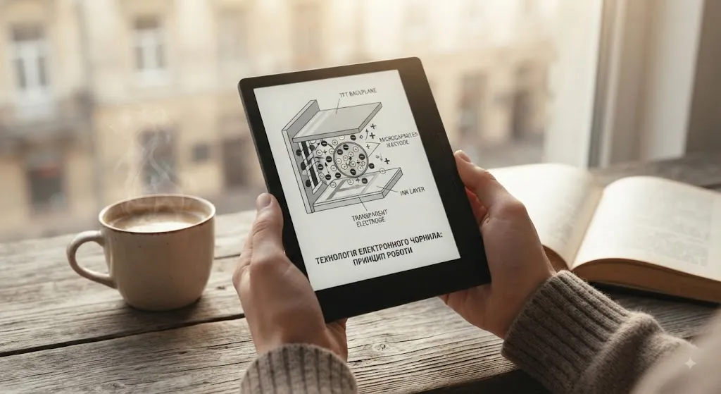 Схема технологии E-Ink на экране
