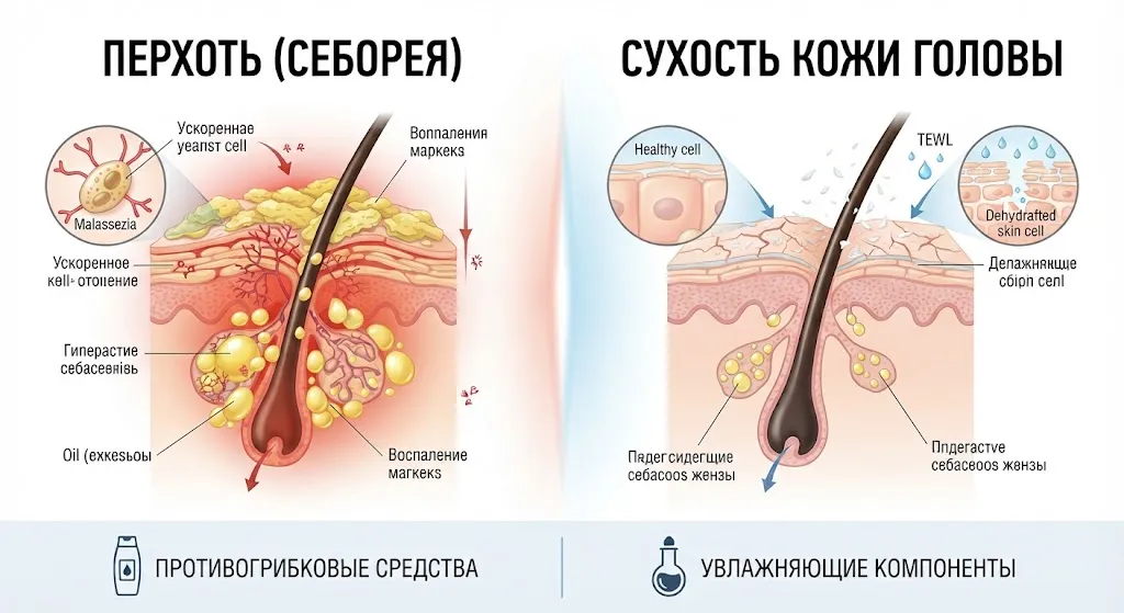 Инфографика: причины перхоти и сухости