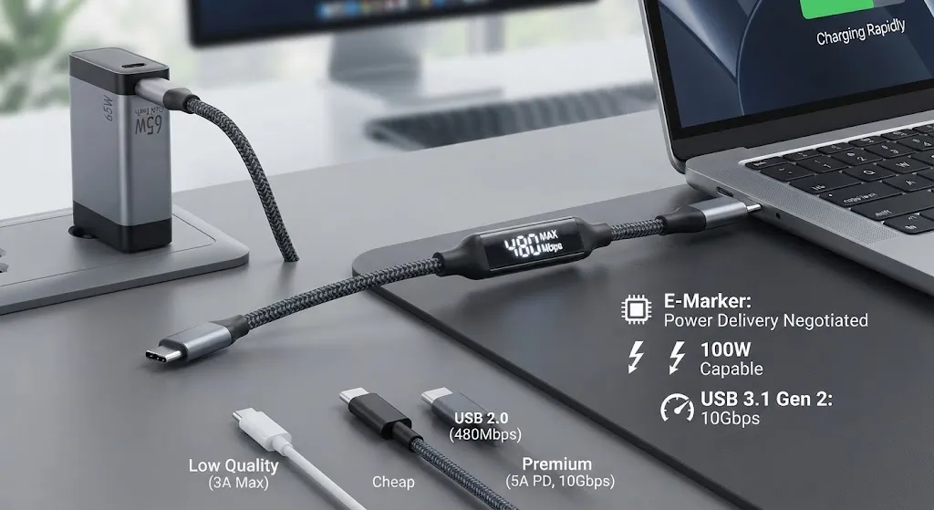 Внутреннее устройство кабеля USB-C