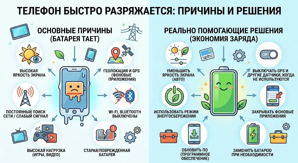 Телефон быстро разряжается