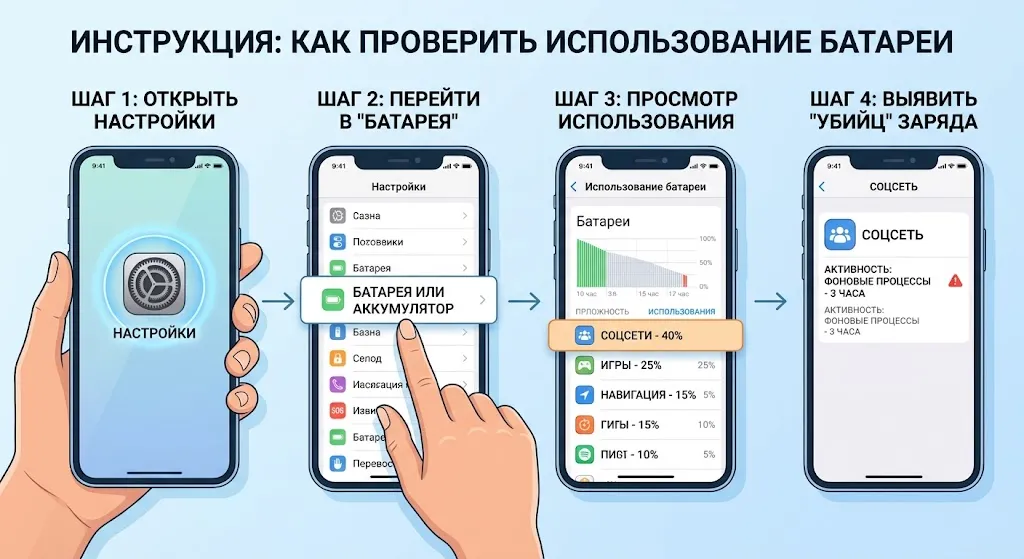 Причины разрядки аккумулятора